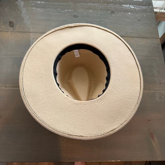 Cream Chain Link Strap Western Fashion Hat - Picture 6 of 9